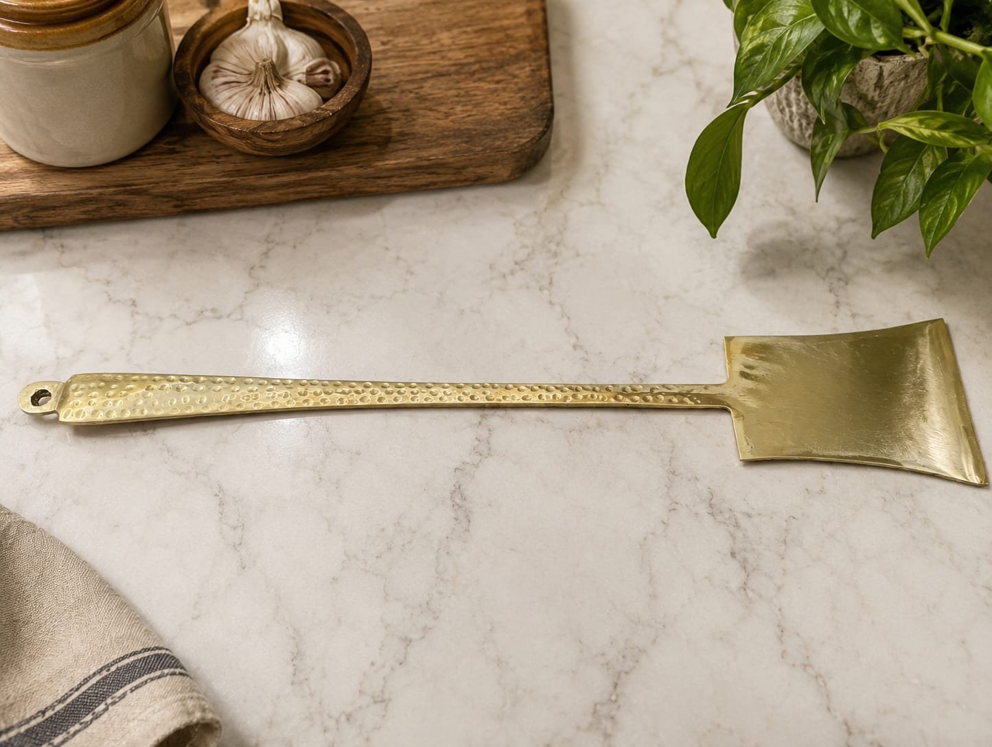 Premium pure brass spatula Hammered finish handal - Image 2